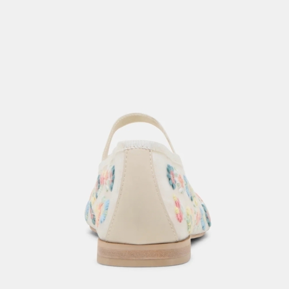 💛▪️Dolce Vita ▪️Floral Ivory Mesh CADEL Embroidered Ballet Flats Size 7 8 - Picture 10 of 12